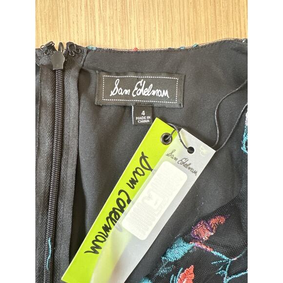 SAM EDELMAN Black A-line Floral Embroidered Mesh Midi Dress SIZE 4 NWT 2029 - Picture 10 of 10